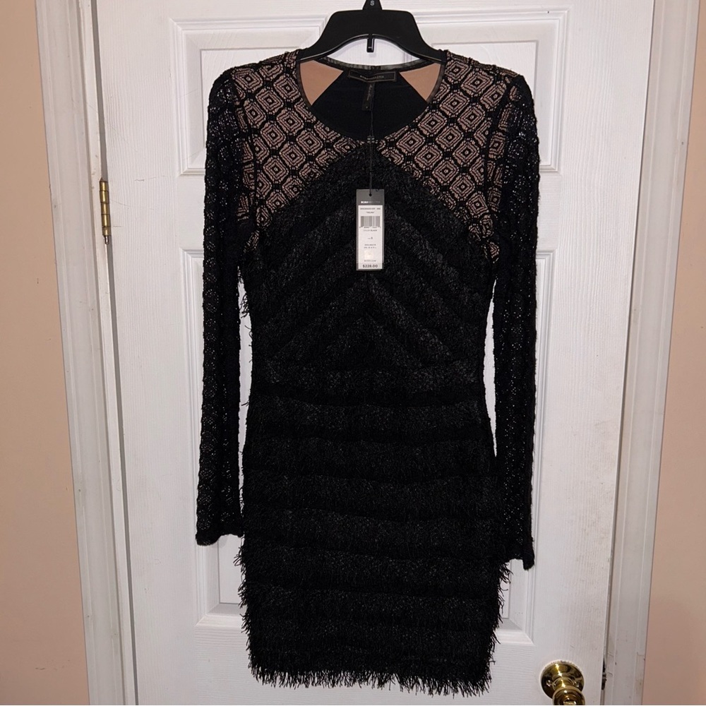 BCBGMaxAzria Black Lace Long Sleeve Dress